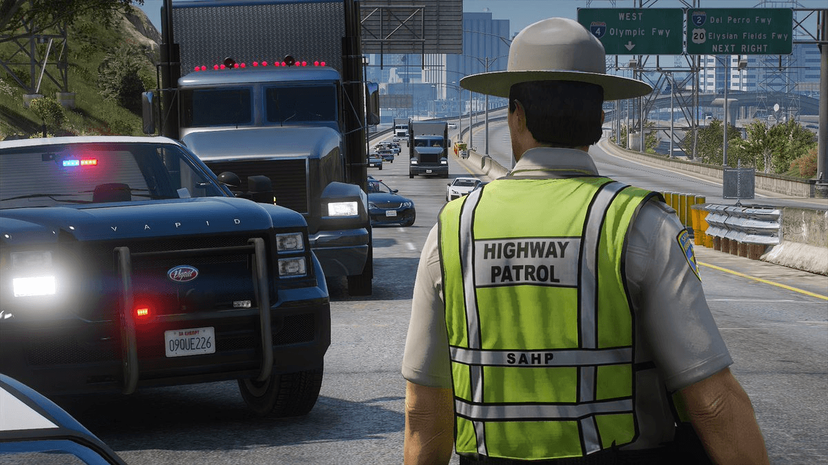 San Andreas Highway Patrol troopers v terénu